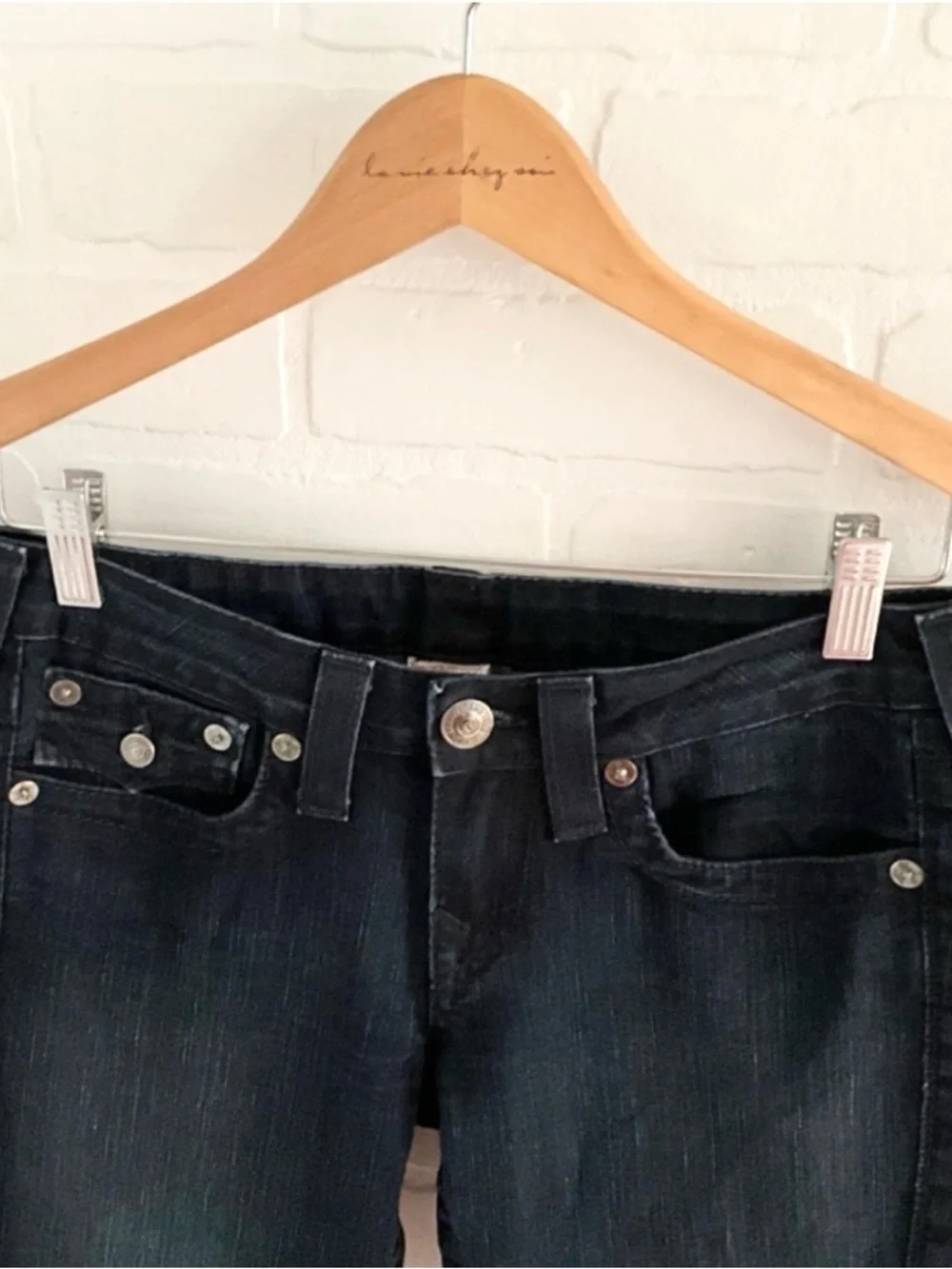 True Religion Y2K Becky Flare Jeans Low Rise Stretch USA Sz 28 - Picture 3 of 12